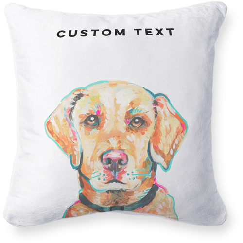 Yellow Lab Custom Text Pillow, Plush, White, 20x20, Single Sided, Multicolor