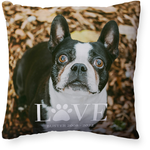 Love Paw Pillow, Woven, White, 20x20, Double Sided, White