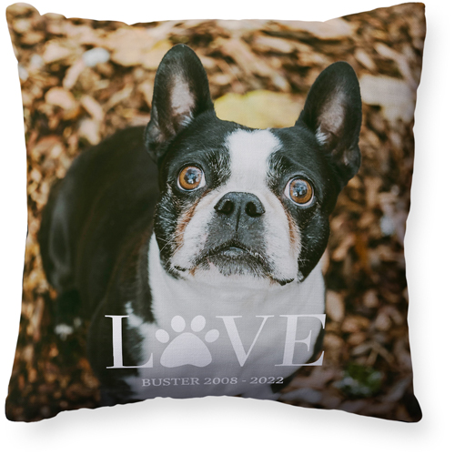 Love Paw Pillow, Woven, Black, 20x20, Single Sided, White