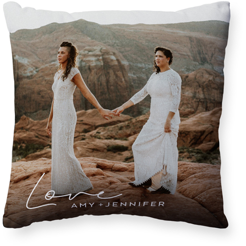 Handwritten Love Pillow, Woven, Black, 20x20, Single Sided, White, white