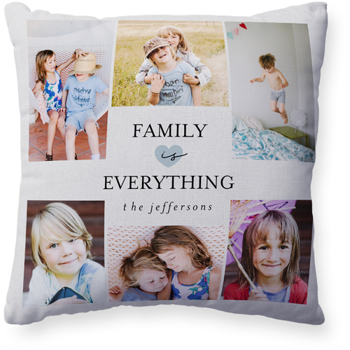 Family Is Everything Pillow, Woven, Beige, 20x20, Single Sided, Blue, marine layer
