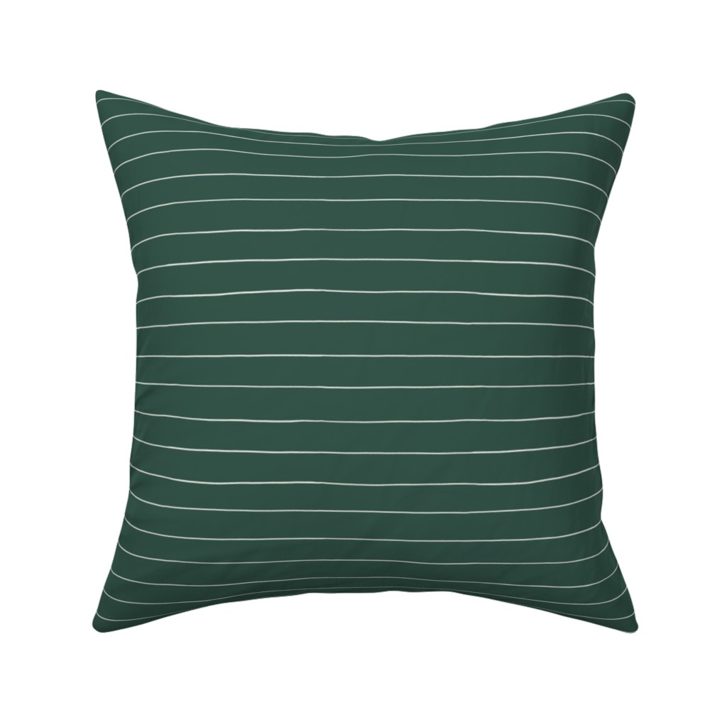 Christmas Stripes Pillow, Woven, Beige, 16x16, Single Sided, Green