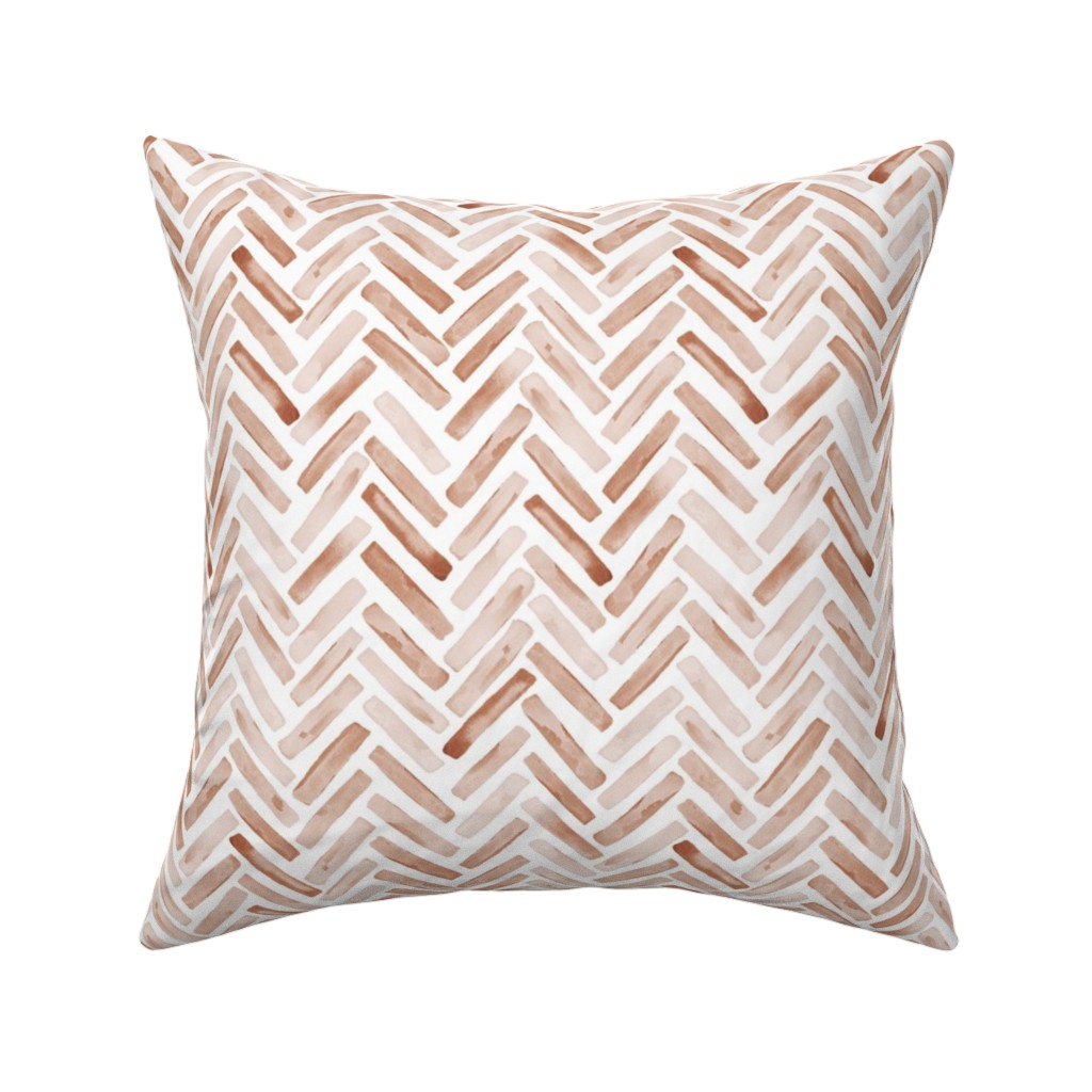 Painted Chevron Herringbone Pillow, Woven, Beige, 16x16, Single Sided, Brown, Desert Rose