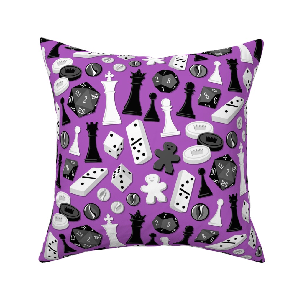Game on Pillow, Woven, Beige, 16x16, Single Sided, Purple
