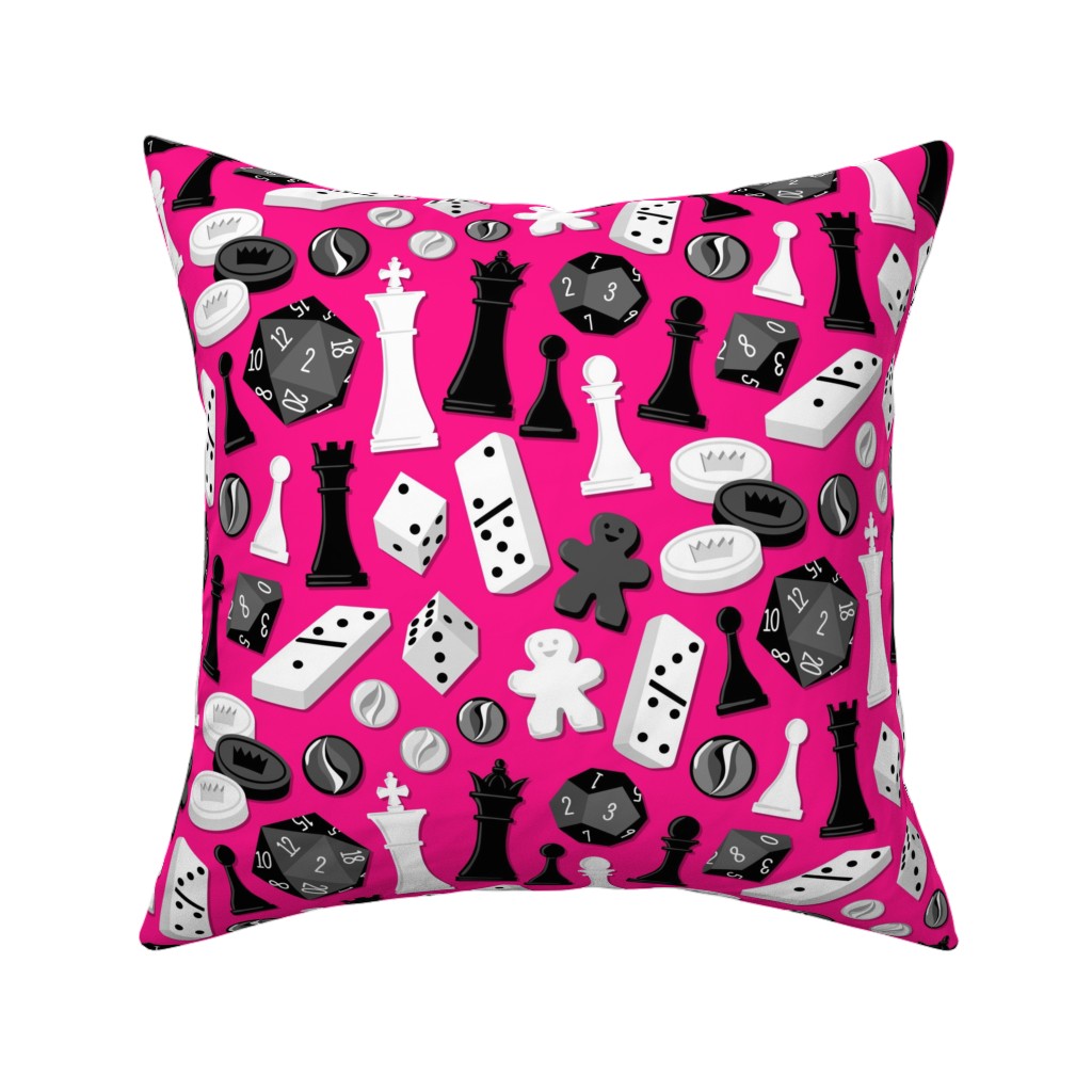 Game on Pillow, Woven, Beige, 16x16, Single Sided, Pink, Hot Pink