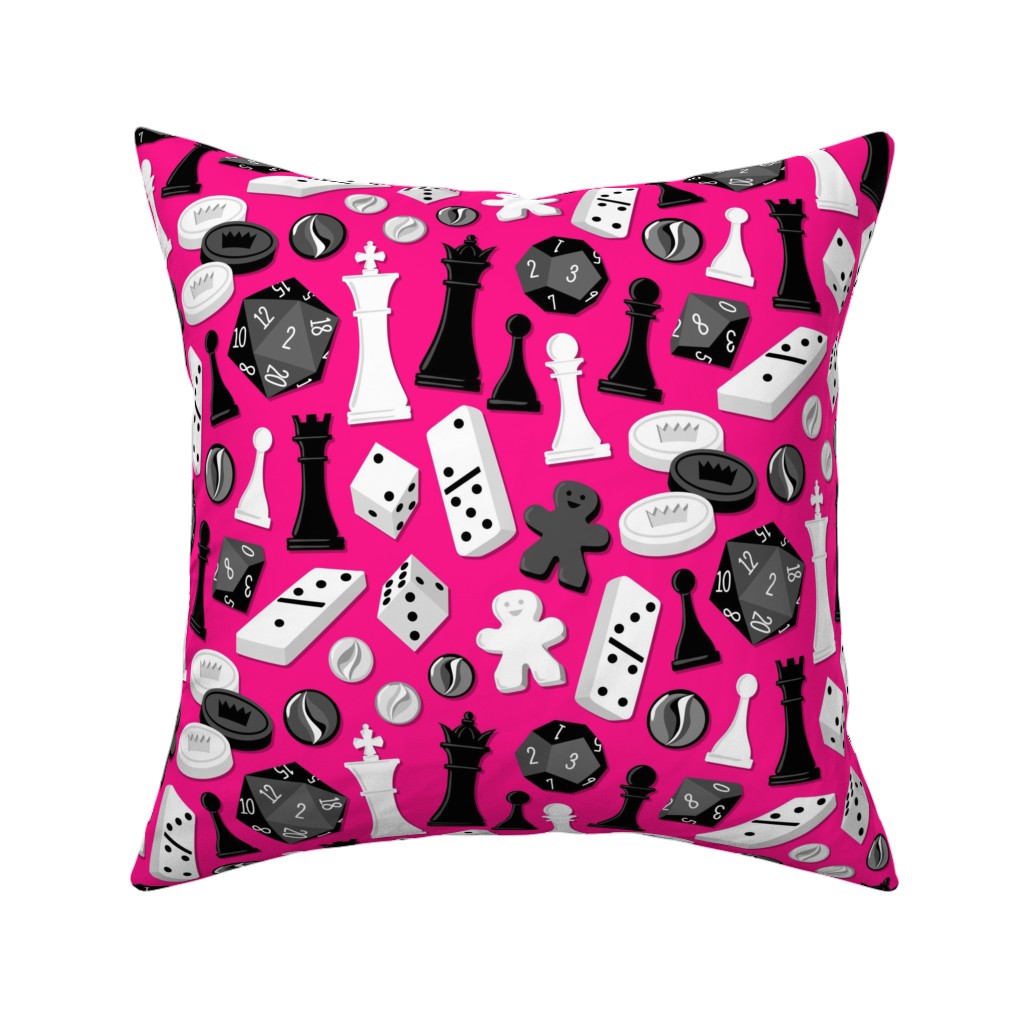 Game on Pillow, Woven, Beige, 16x16, Single Sided, Pink