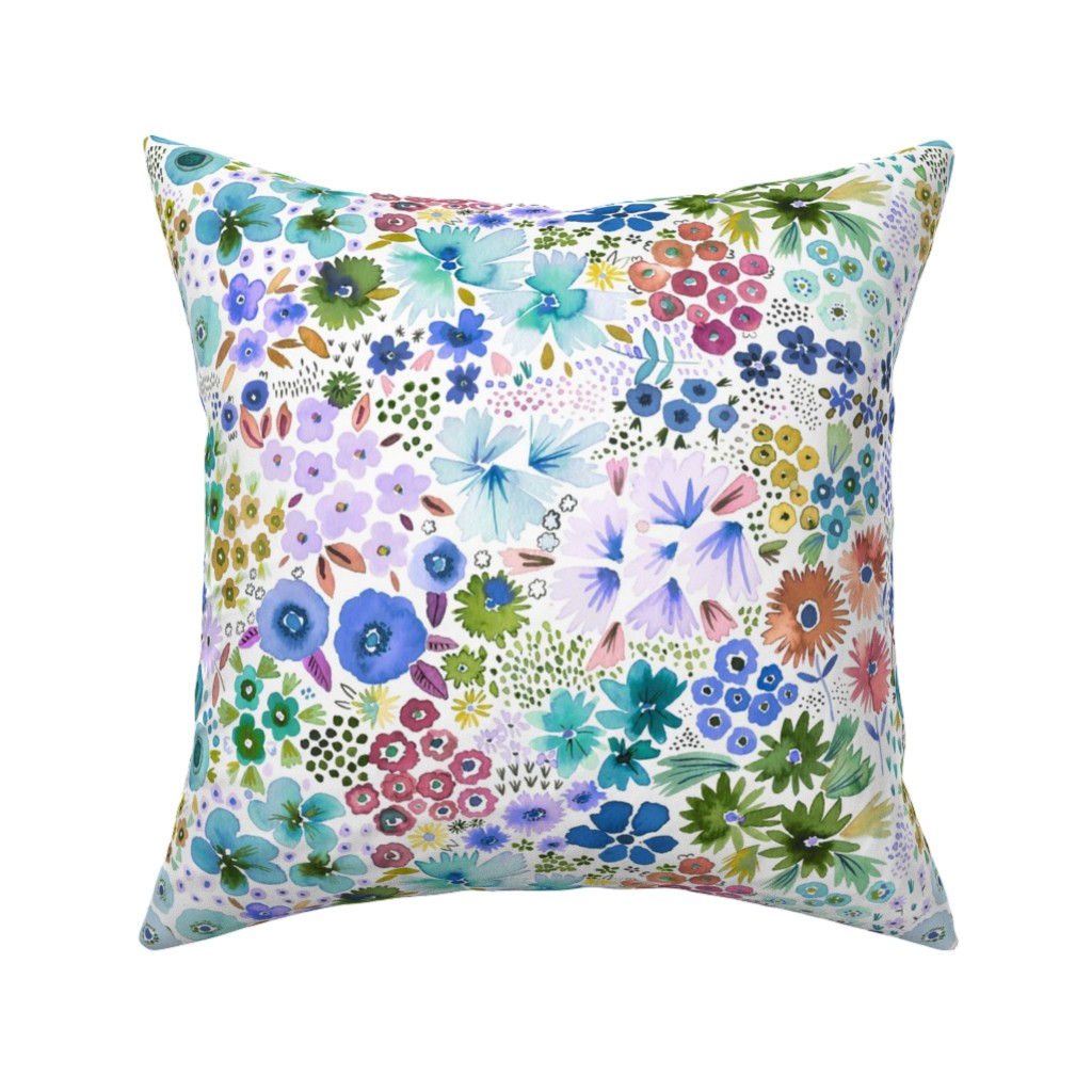 Artful Little Flowers - Multi Pillow, Woven, Beige, 16x16, Single Sided, Multicolor
