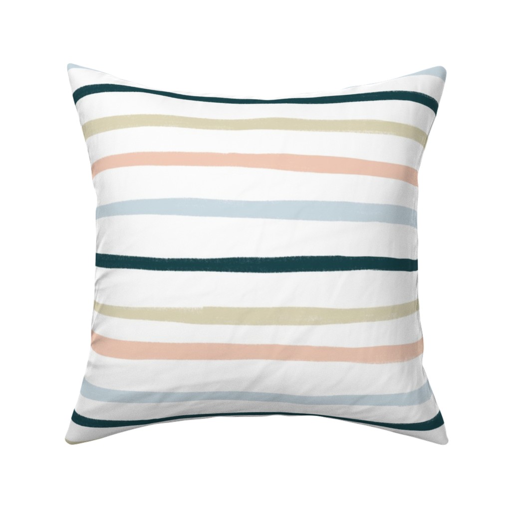 Shenanigans Horizontal Wtripes - Multi Pillow, Woven, Beige, 16x16, Single Sided, Multicolor