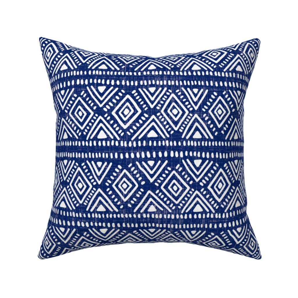Abstract Diamonds - Navy Pillow, Woven, Beige, 16x16, Single Sided, Blue, True Blue