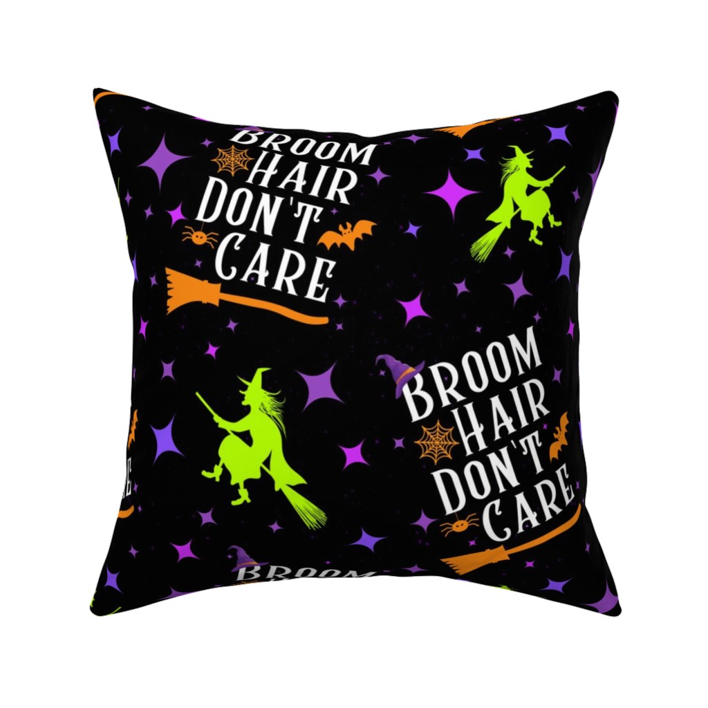 Broom Hair Don't Care - Multi Pillow, Woven, Beige, 16x16, Single Sided, Multicolor