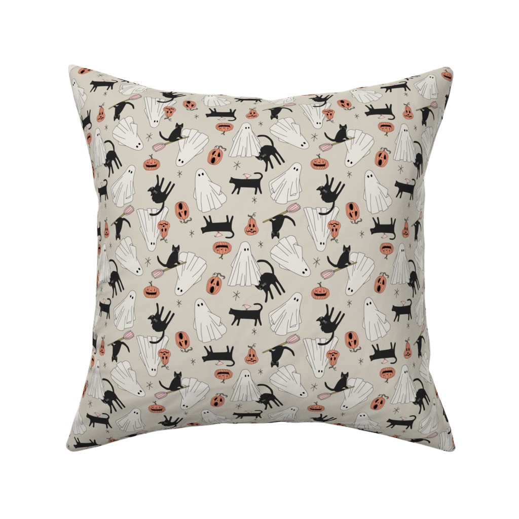 Spooky Halloween Pillow, Woven, Beige, 16x16, Single Sided, Beige, Pearl