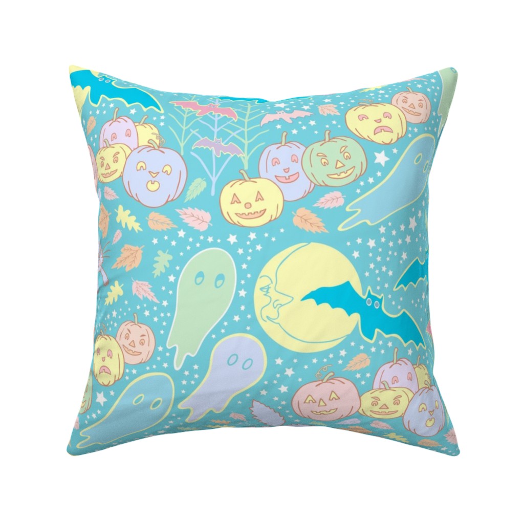a Pastel Halloween Pillow, Woven, Beige, 16x16, Single Sided, Multicolor