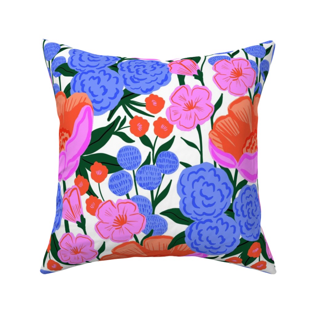 Garden Floral - Brights Pillow, Woven, Beige, 16x16, Single Sided, Multicolor