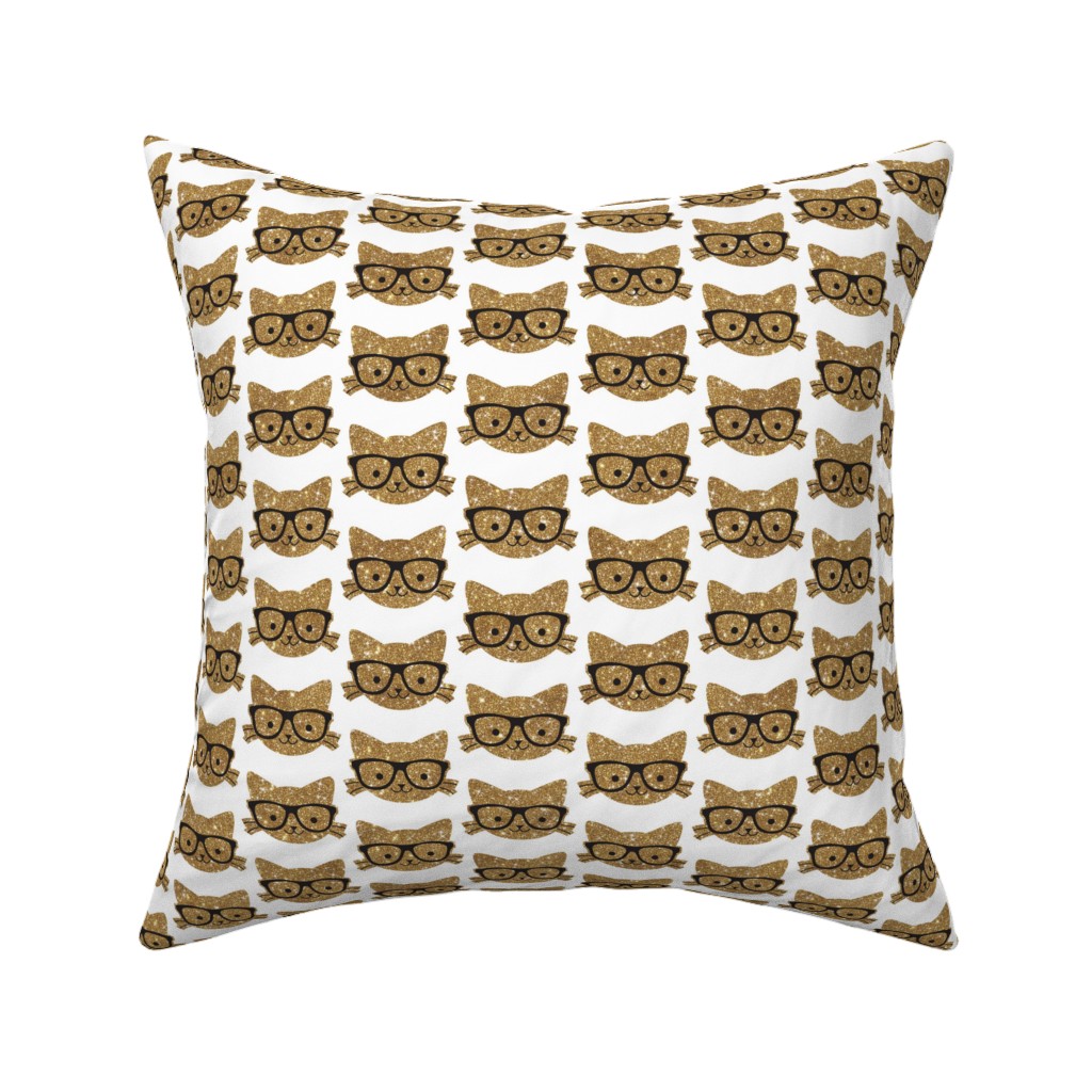 Sparkle Kitties Pillow, Woven, Beige, 16x16, Single Sided, Beige