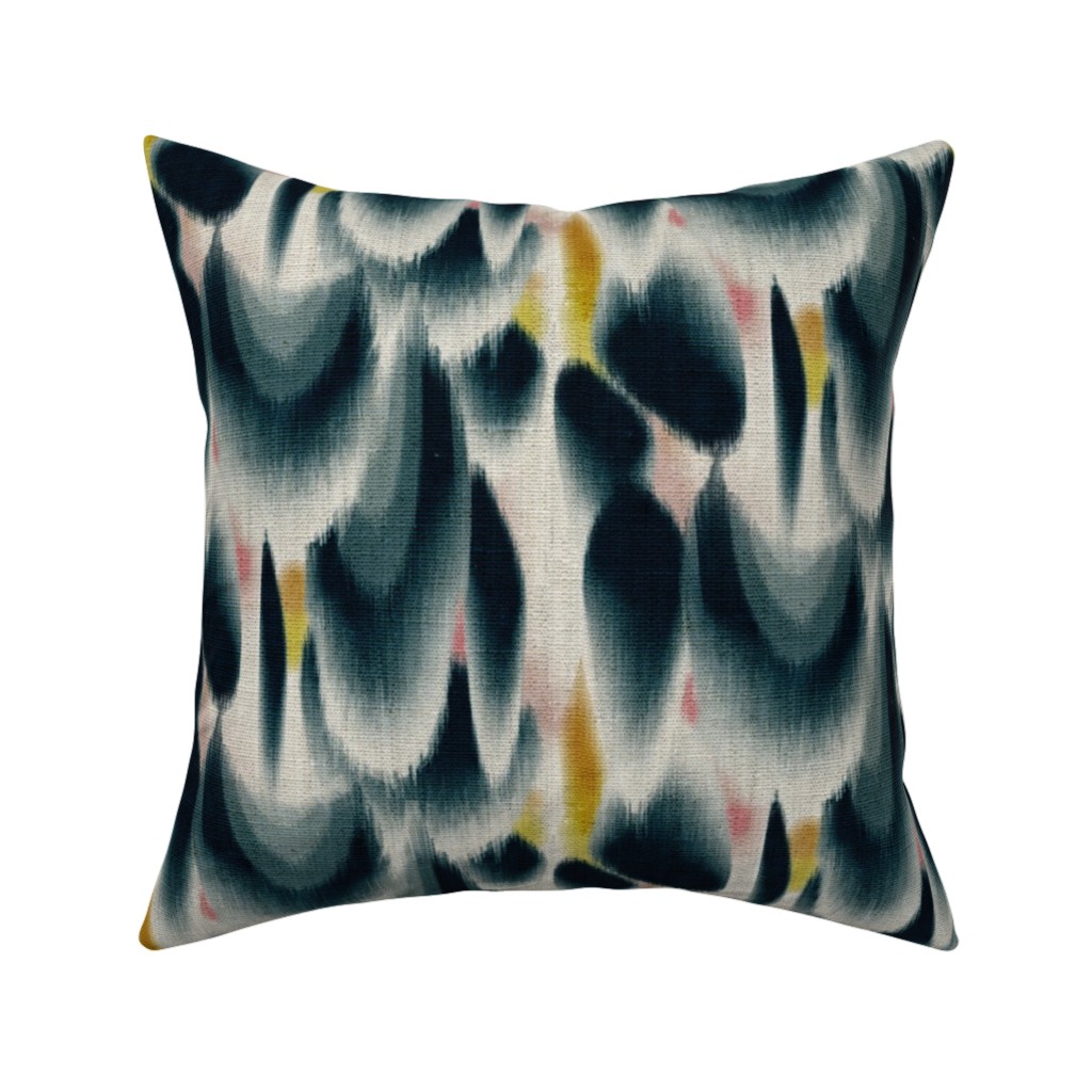 Shibori Wing Spots - Indigo Pillow, Woven, Beige, 16x16, Single Sided, Green, Classic Green