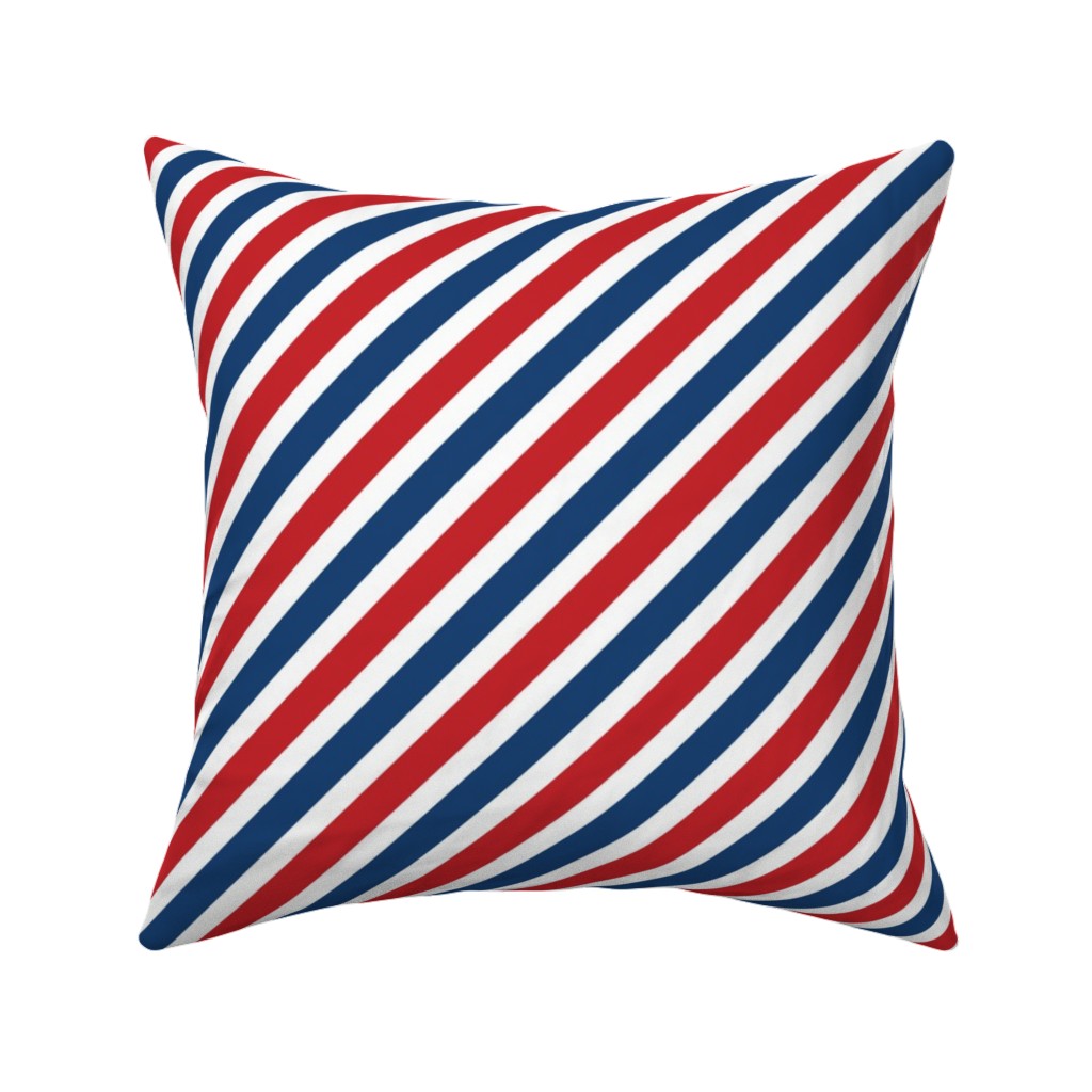 American Stripes Diagonal - Multi Pillow, Woven, Beige, 16x16, Single Sided, Multicolor