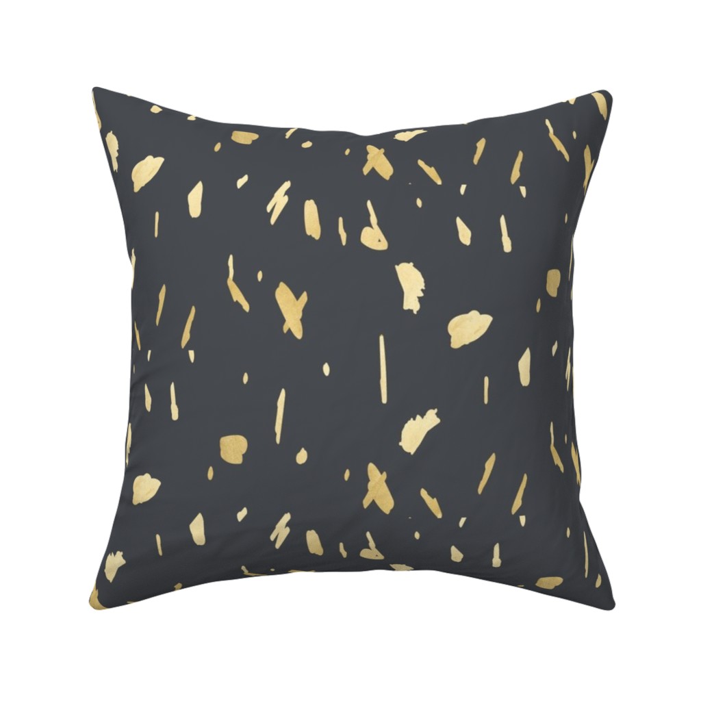 Blobs - Gold on Charcoal Pillow, Woven, Beige, 16x16, Single Sided, Gray, Gray