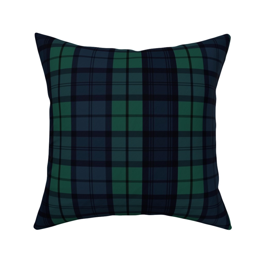 Dark Green Plaid Pillow, Woven, Beige, 16x16, Single Sided, Green, Classic Green