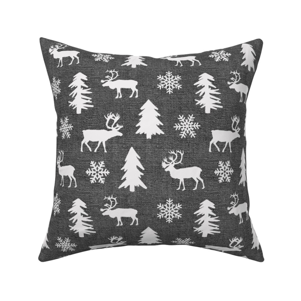 Winter Forest on Canvas Pillow, Woven, Beige, 16x16, Single Sided, Gray