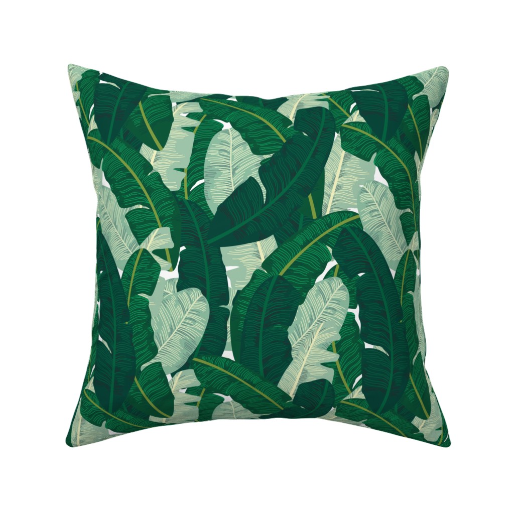 Classic Banana Leaves in Palm Springs Green Pillow, Woven, Beige, 16x16, Single Sided, Green, Classic Green