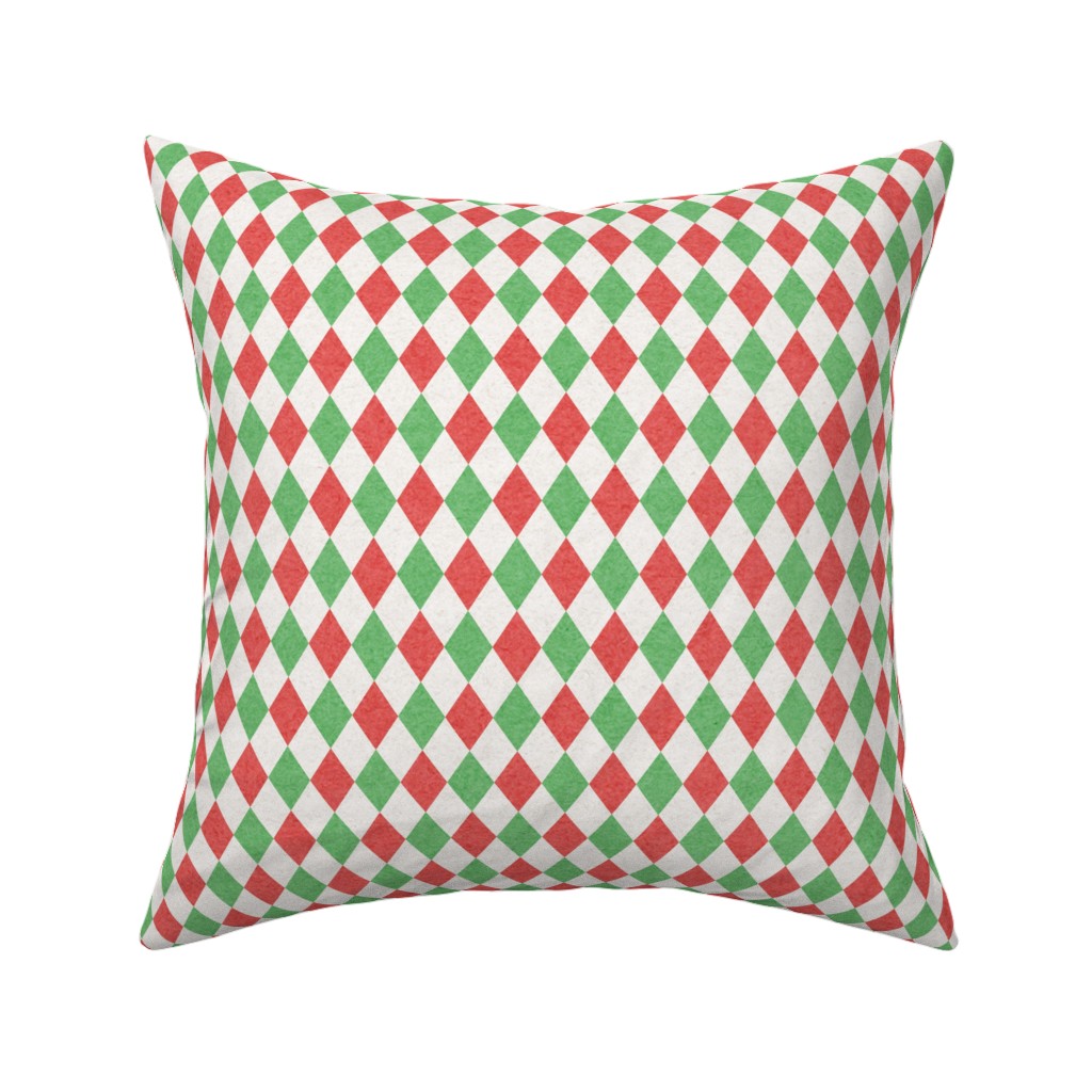 Christmas Diamonds Pillow, Woven, Beige, 16x16, Single Sided, Multicolor