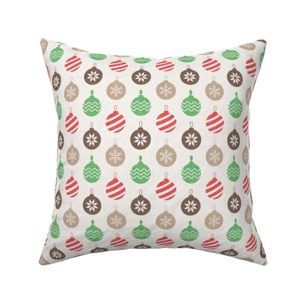 Christmas Ornaments Pillow, Woven, Beige, 16x16, Single Sided, Multicolor