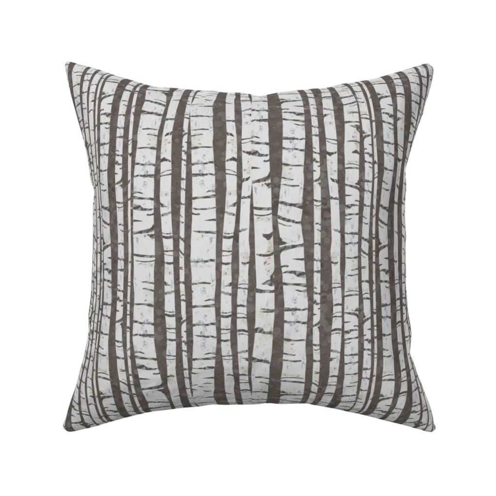 Birch Forest - Gray Pillow, Woven, Beige, 16x16, Single Sided, Gray, Gray