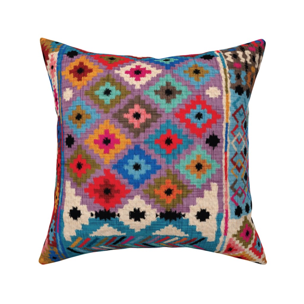 Kilim Ikat - Multi Pillow, Woven, Beige, 16x16, Single Sided, Multicolor