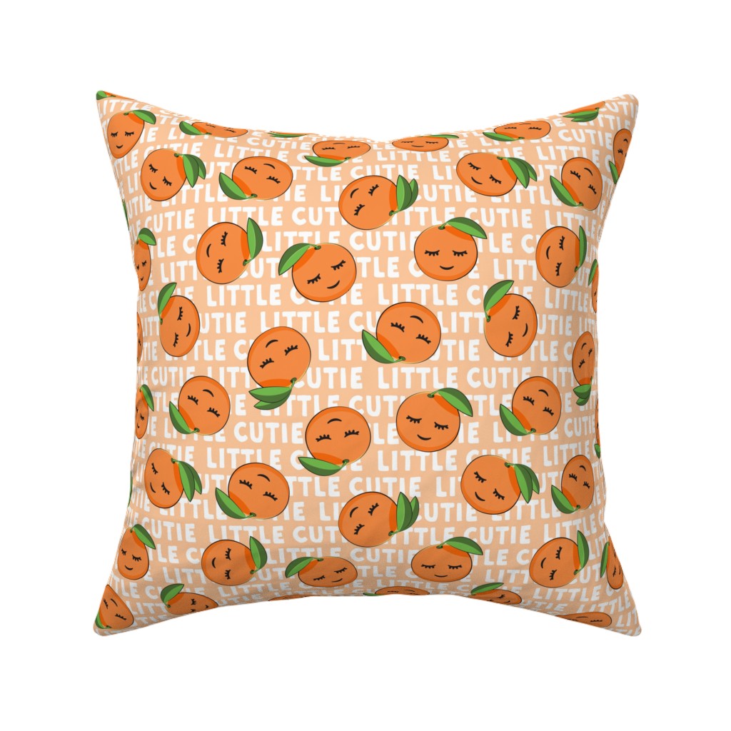 Little Cutie - Happy Oranges - Orange Pillow, Woven, Beige, 16x16, Single Sided, Orange