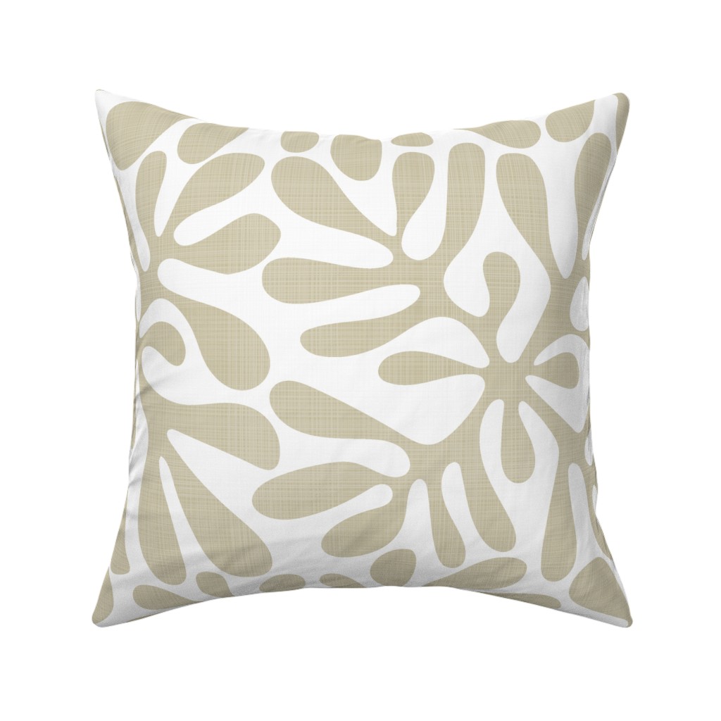 Block Print Texture Pillow, Woven, Beige, 16x16, Single Sided, Beige