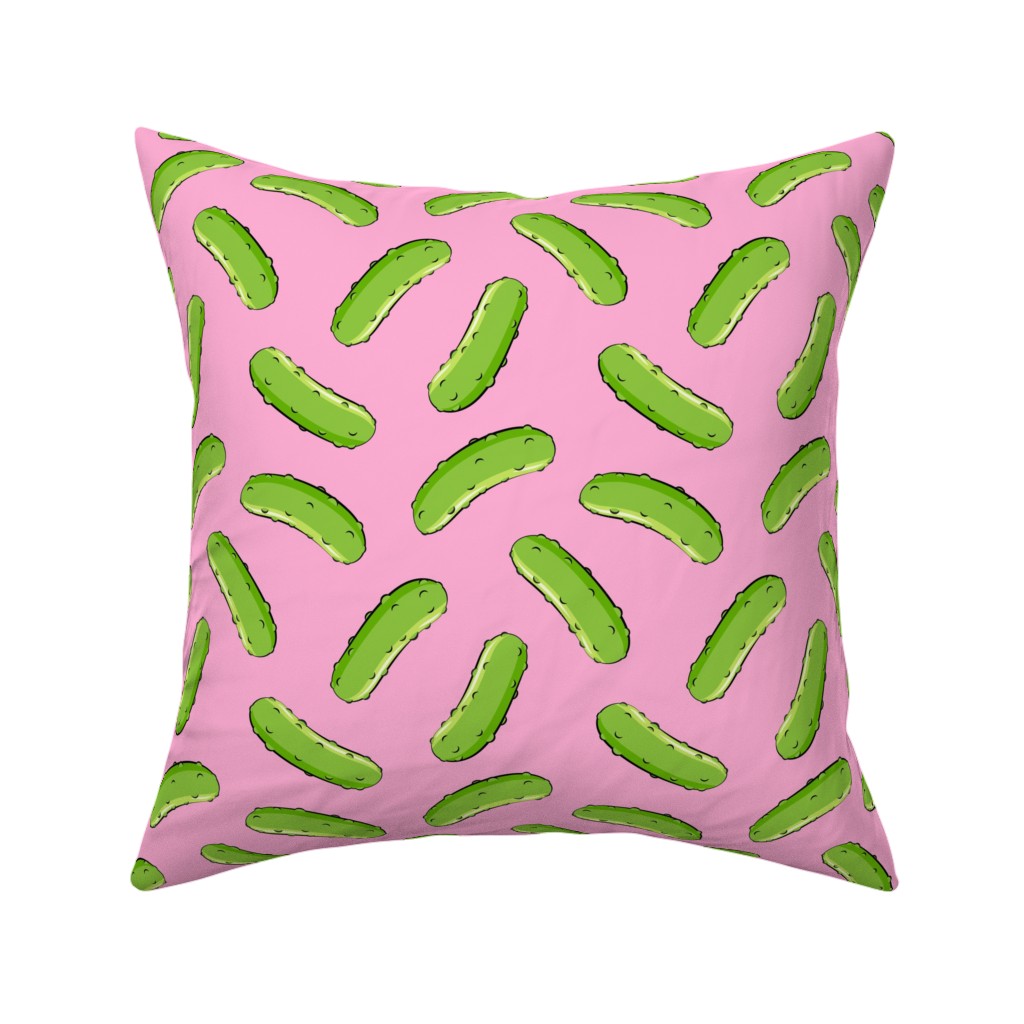 Pickles - Pink Pillow, Woven, Beige, 16x16, Single Sided, Pink