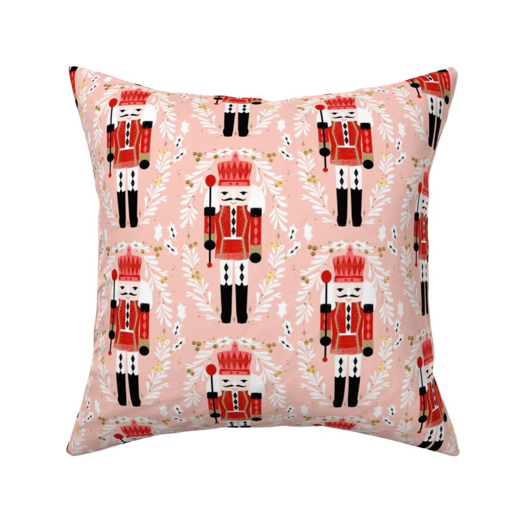 Nutcracker Christmas - Pink Pillow, Woven, Beige, 16x16, Single Sided, Pink