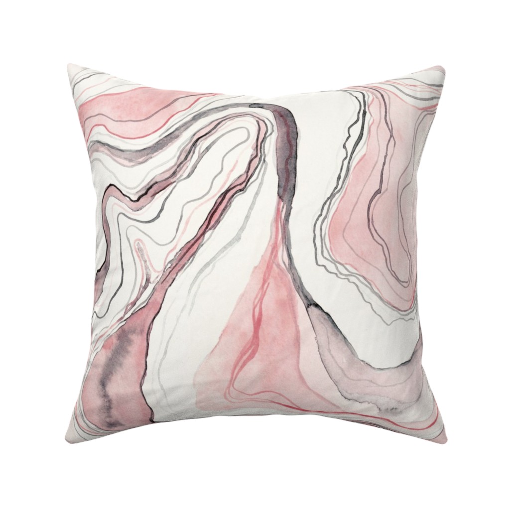 Marbled Watercolor Stone - Pink Pillow, Woven, Beige, 16x16, Single Sided, Pink