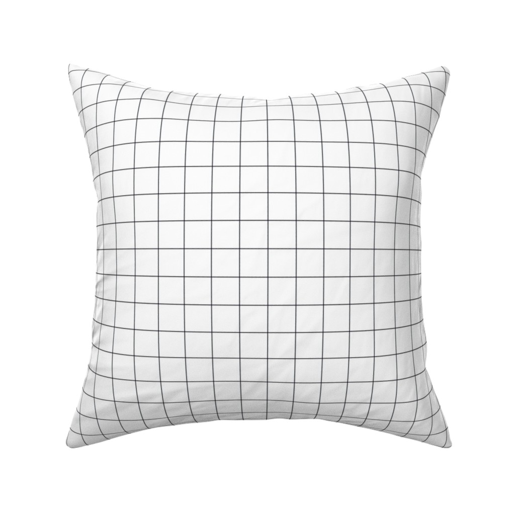 Black & White Grid Pillow, Woven, Beige, 16x16, Single Sided, White