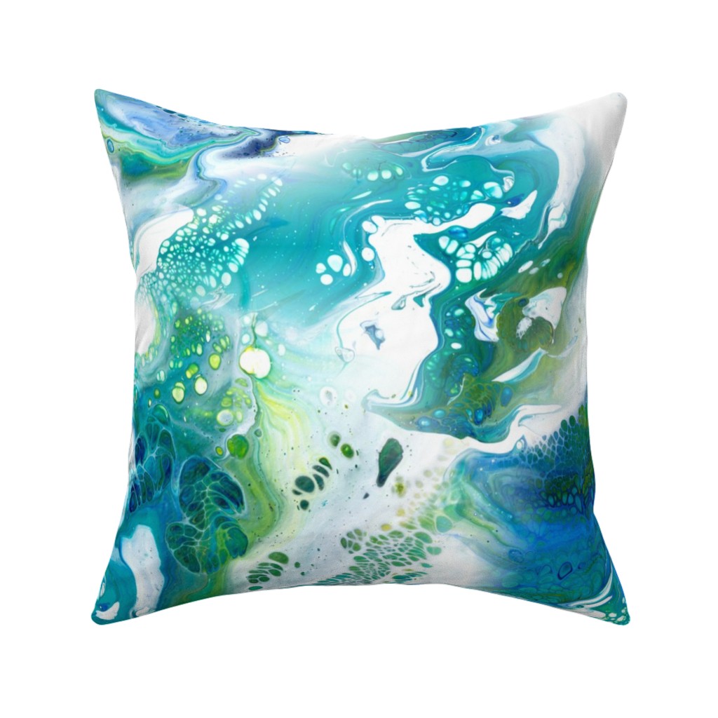 Acrylic Flow Pillow, Woven, Beige, 16x16, Single Sided, Green, Hurricane