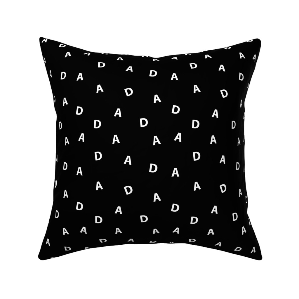 Sweet Dad Typography - Black and White Pillow, Woven, Beige, 16x16, Single Sided, Black, Black