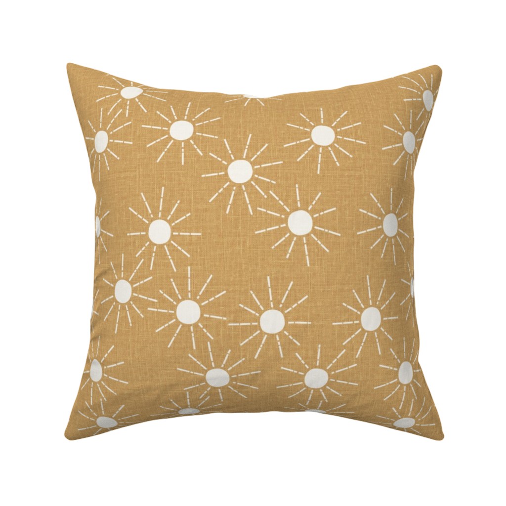 Summer Sunshine - Mustard Yellow Pillow, Woven, Beige, 16x16, Single Sided, Yellow, Classic Yellow