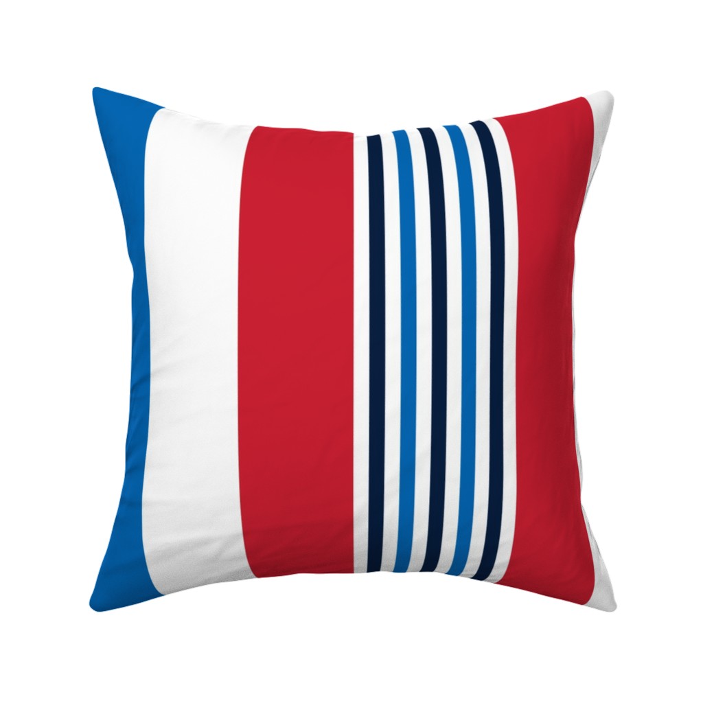 Vertical Stripes - Red White and Blue Pillow, Woven, Beige, 16x16, Single Sided, Multicolor