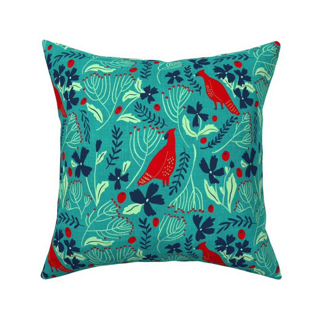 Winter Wonder - Green Pillow, Woven, Beige, 16x16, Single Sided, Green