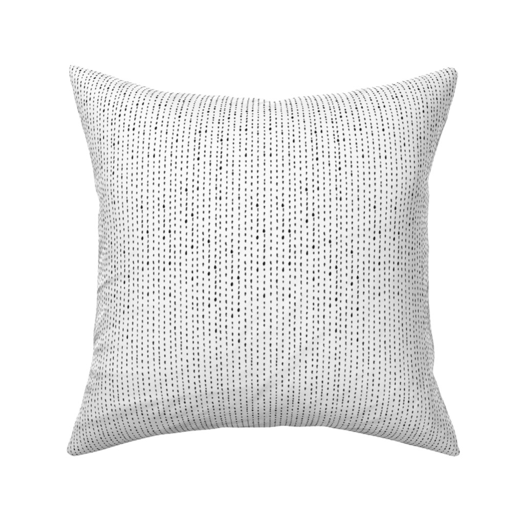 Woodland - Little Dots of Stripes - Black and White Pillow, Woven, Beige, 16x16, Single Sided, White, White
