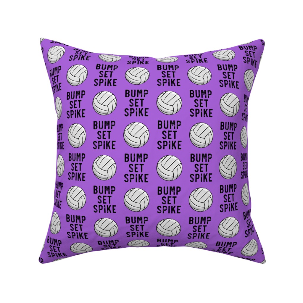 Bump Set Spike Volleyball Pillow, Woven, Beige, 16x16, Single Sided, Purple