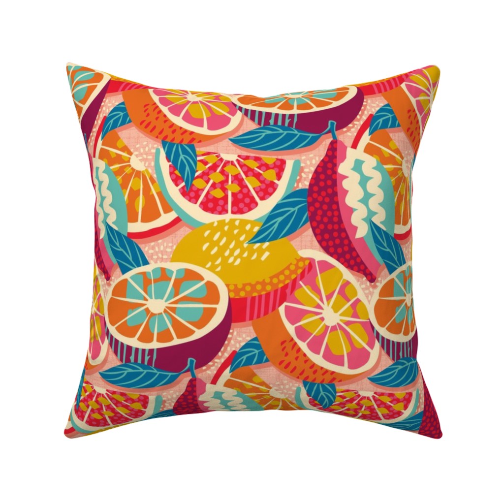 Squeeze the Day - Bold Pillow, Woven, Beige, 16x16, Single Sided, Orange