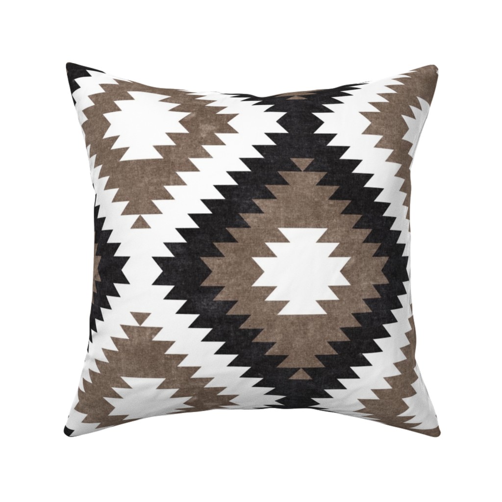 Tribal Southwest Boho Pillow, Woven, Beige, 16x16, Single Sided, Brown, White