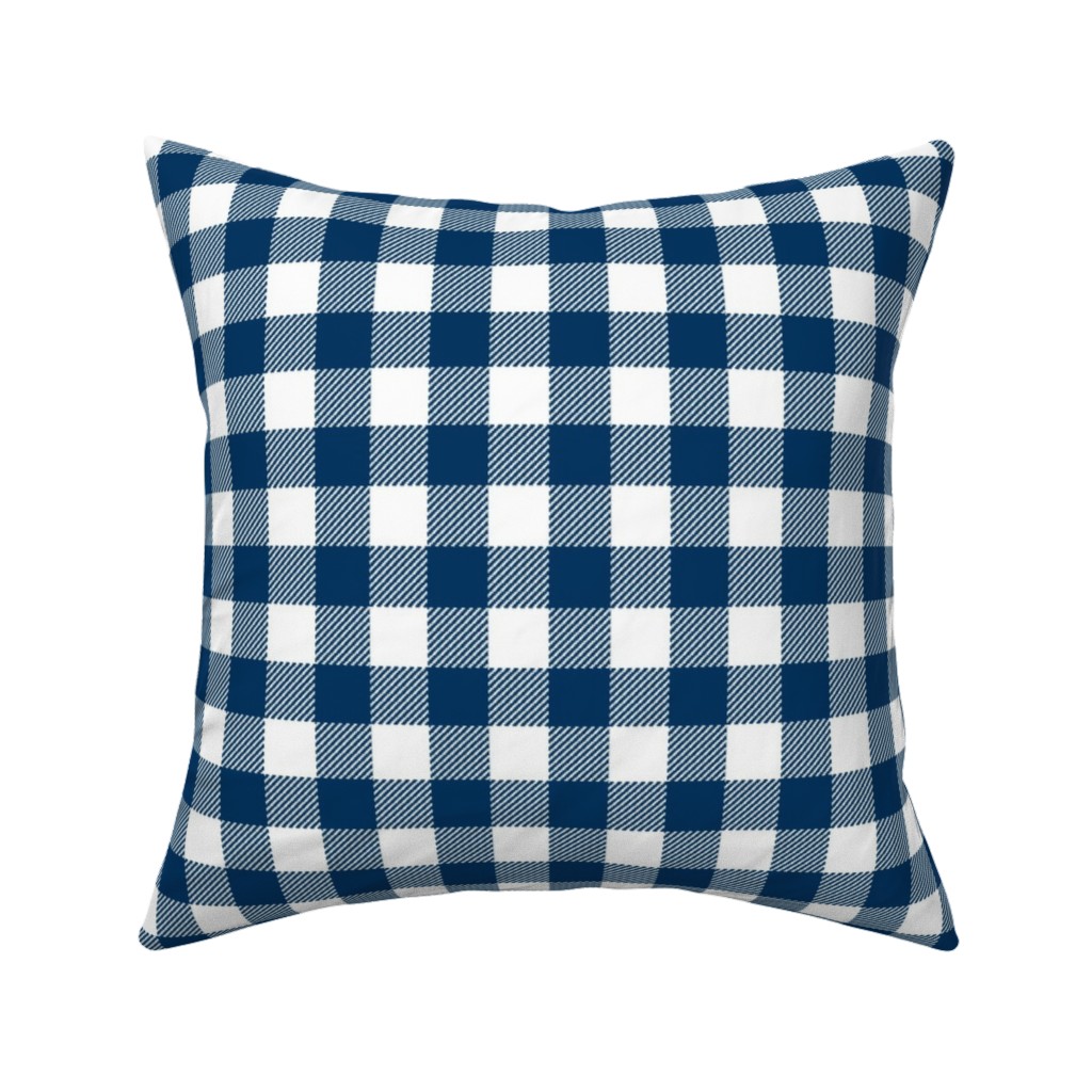 Buffalo Plaid Pillow, Woven, Beige, 16x16, Single Sided, Blue
