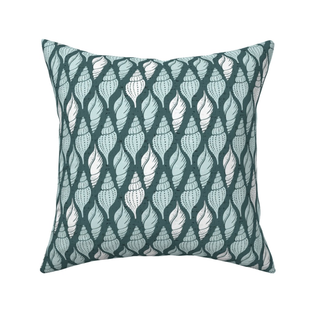 Beachcomber Summer - Mint Pillow, Woven, Beige, 16x16, Single Sided, Blue, True Blue
