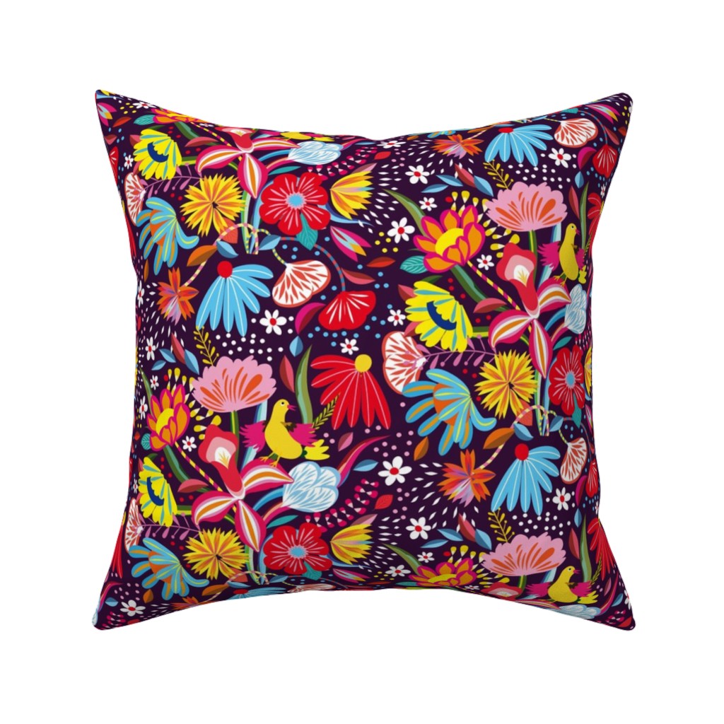 My Dream Garden - Dark Pillow, Woven, Beige, 16x16, Single Sided, Multicolor