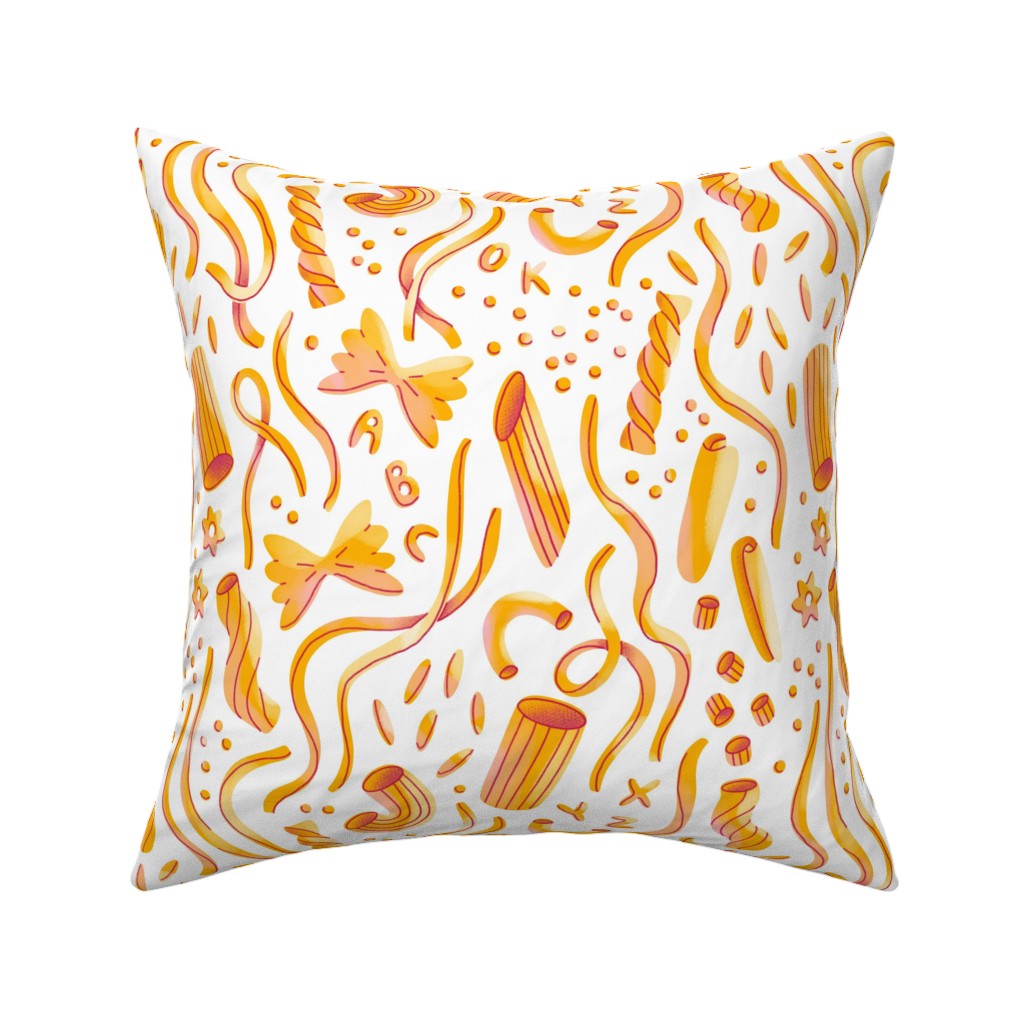 Yummy Noodles Pillow, Woven, Beige, 16x16, Single Sided, Orange, Orange