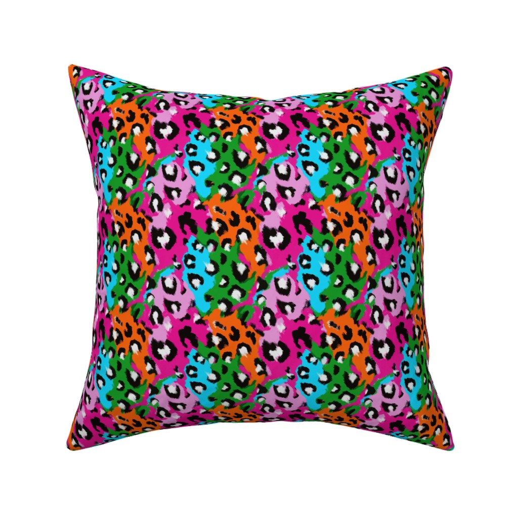 Leopard Print - Multi Pillow, Woven, Black, 16x16, Single Sided, Multicolor