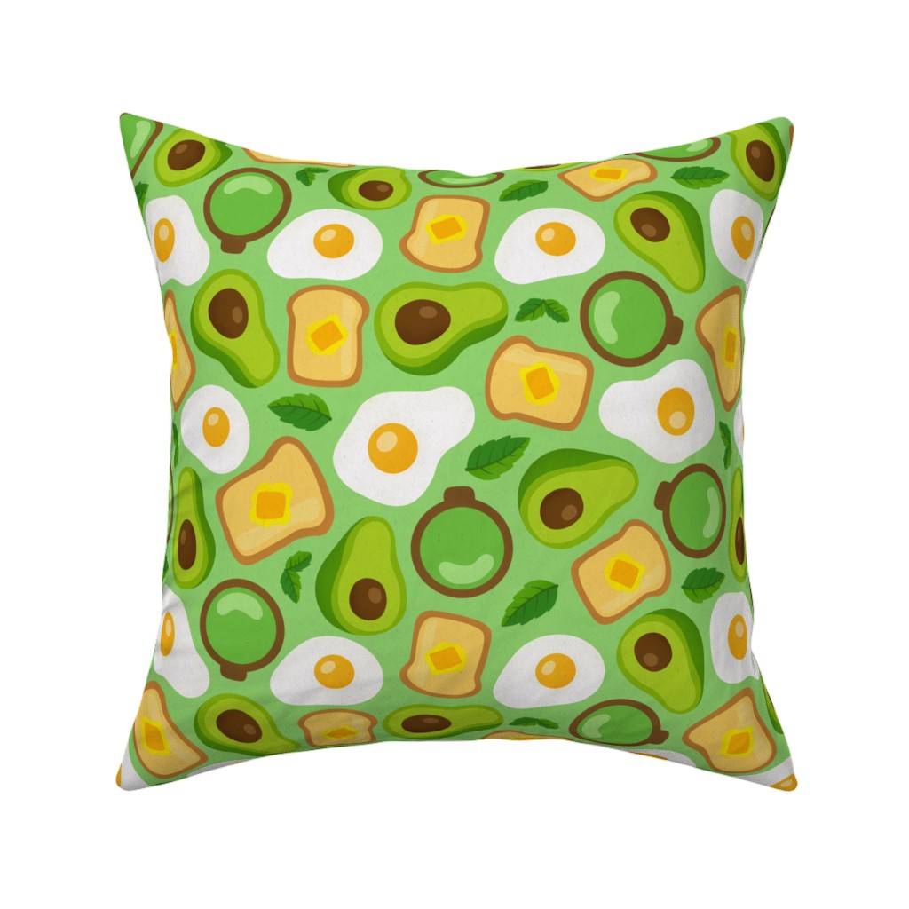 Deconstructed Avocado Toast - Green Pillow, Woven, Black, 16x16, Single Sided, Green, Classic Green