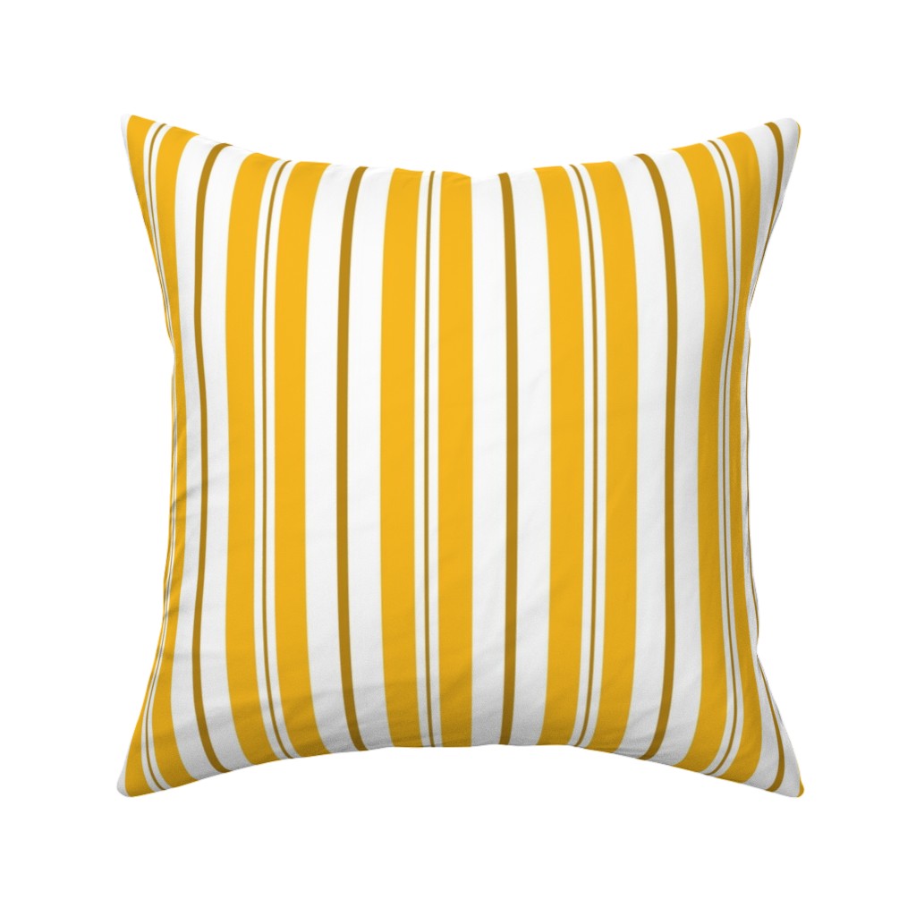 Gold White and Brown Stripes Pillow, Woven, Black, 16x16, Single Sided, Yellow, Classic Yellow